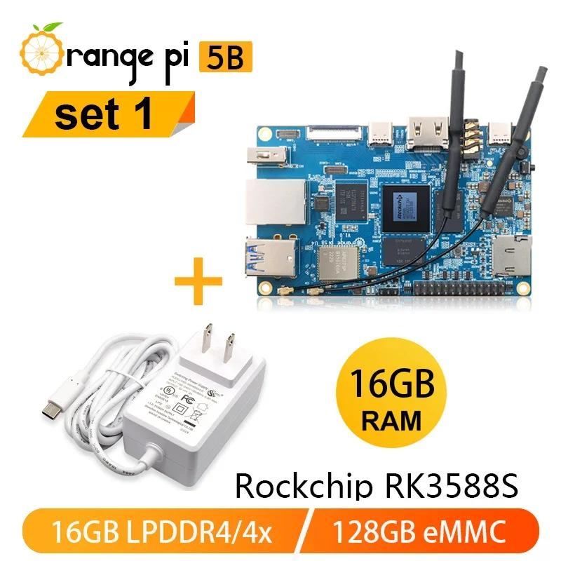 Orange Pi5B +   ġ, RK3588S, 8 ھ, 64 Ʈ, 16GB RAM, 128GB eMMC ⰡƮ ̴ º, Wifi6 BT5.0, ̱  ǻ